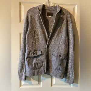 Fossil Jacket Men’s Gray Medium Button Denim Patch Pockets Knit 100% Cotton